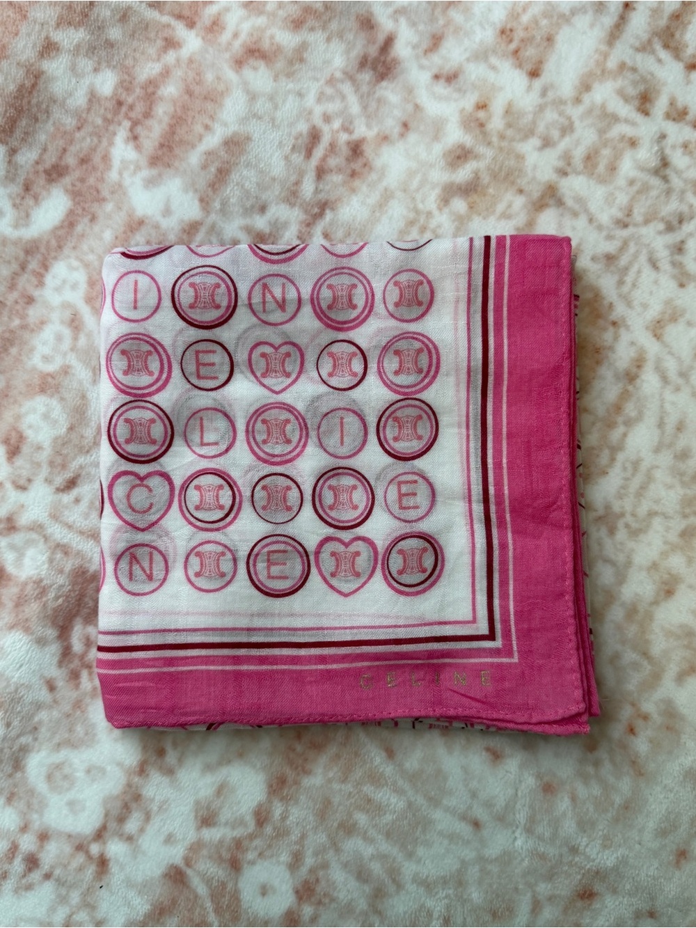 Celine Pink Handkerchief Scarf Twilly